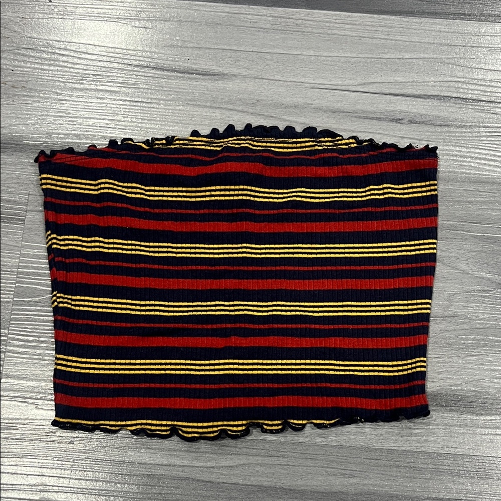 Full Tilt Navy Blue and Red Striped Tube Top